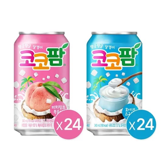 코코팜 피치핑크 340ml 24개+화이트 340ml 24개