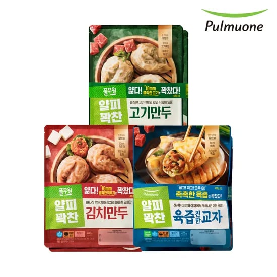 풀무원 얄피꽉찬 얇은피만두 400g 6봉 고기 김치 육즙진한교자