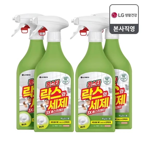 홈스타 락스와세제 3X 욕실 청소 찌든때 폼스프레이 500ml(후레쉬향) 4개