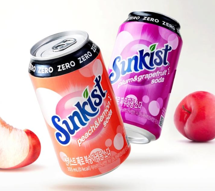 캔당 431원, 썬키스트 제로2종 자두자몽&복숭아레몬 355ML 48캔