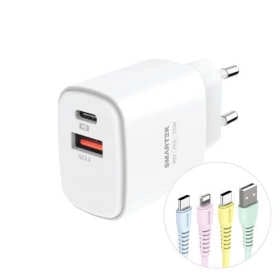 스마텍 25W PDPPS 2포트 초고속 충전기 STPD-D25 어댑터2개 + 컬러케이블 4종(0.5m/1m/1.5m/2m) 세트