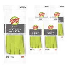 스카치브라이트 프리미엄 고무장갑 옐로우 그린 중형 5켤레