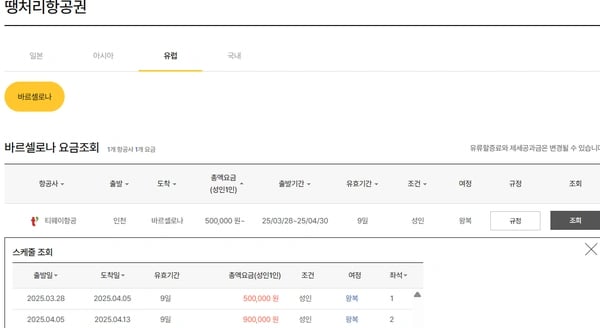인천 - 바르셀로나 7박 9일 왕복 항공권