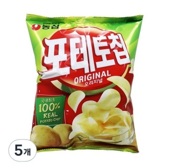포테토칩 오리지널, 60g, 5개