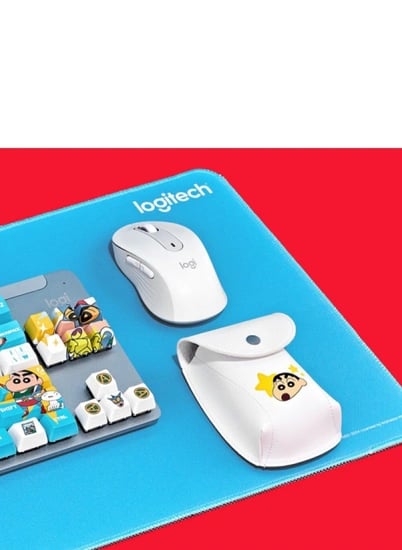 짱구 콜라보 로지텍 시그니처 M650 무소음 마우스 (무선마우스+파우치)
