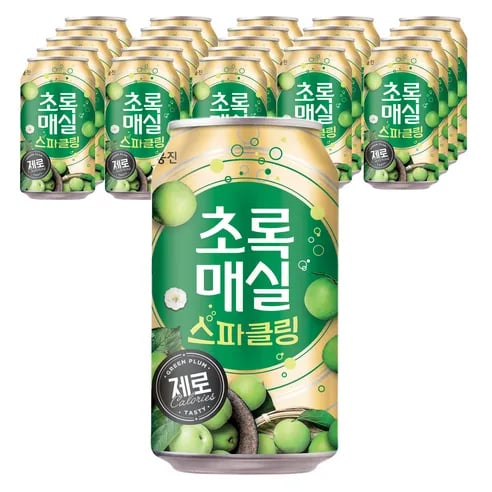 초록매실 웅진 스파클링 제로 캔, 350ml, 24개