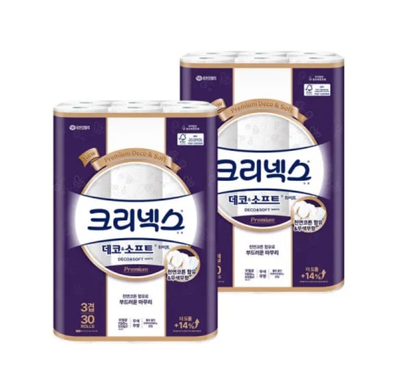 크리넥스 데코소프트 25m 30롤+30롤 유클