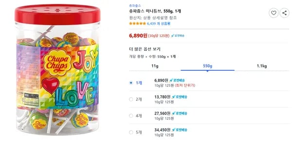 츄파춥스 미니튜브, 550g, 1개