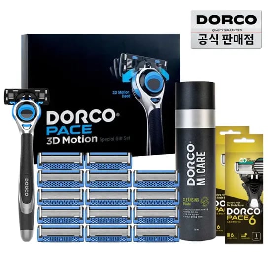 도루코 페이스3D 모션 면도 세트 (면도기+면도날 총15입+쉐이빙폼+6중날 휴대용 면도기2개)