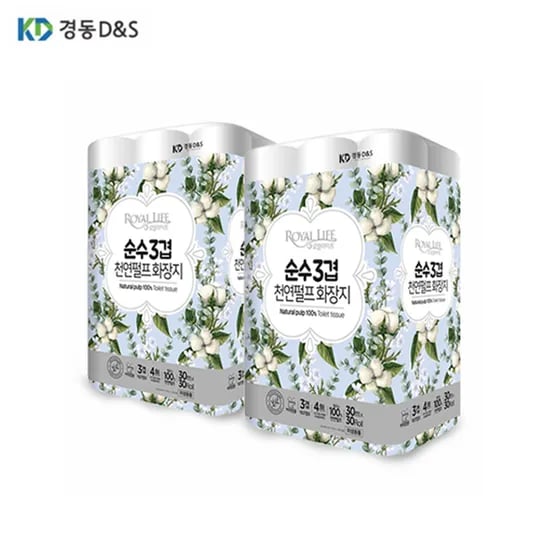 로얄라이프 천연펄프3겹 화장지(30m 30롤) x 2팩