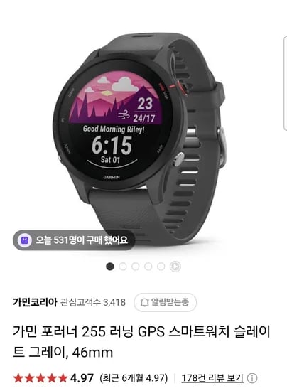 가민 포러너 255 러닝 스마트워치 역대가