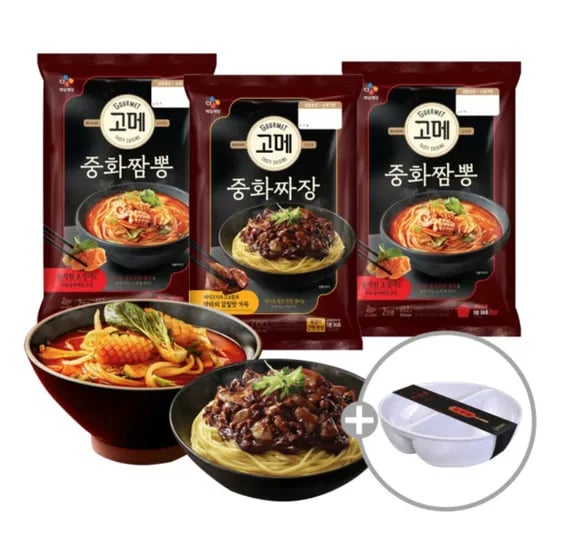 고메 중화짬뽕 652g x 2개 + 고메 중화짜장 760g x 1개 + 증정 짬짜면 그릇
