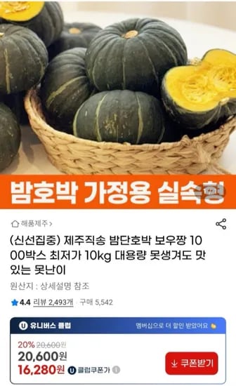 제주직송 밤단호박 10kg