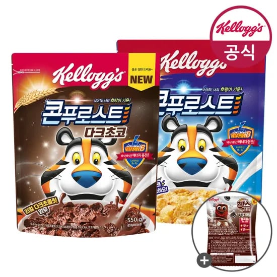 켈로그 시리얼 콘푸로스트 600g + 콘푸로스트 다크초코 550g + 미니30g (33 코인 필요)