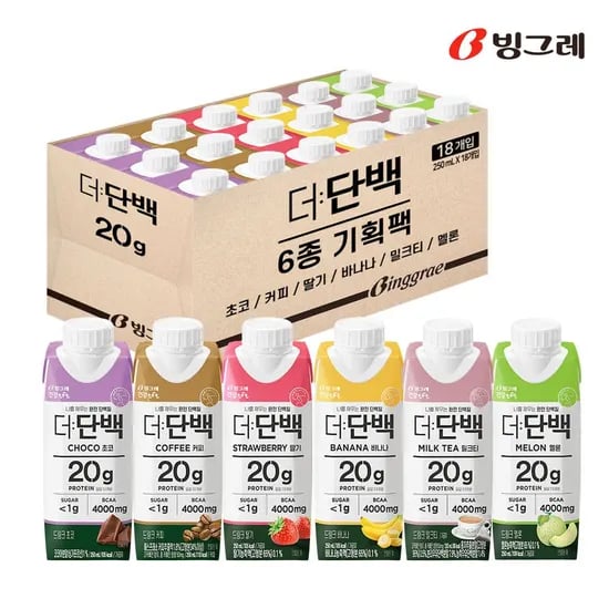 빙그레 더단백 250ml 6종 혼합 18개