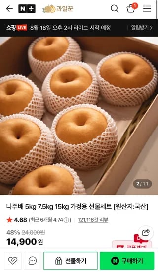나주배 5kg (5-9과) 대과
