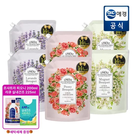 르샤트라 고농축 섬유유연제 부케 피오니 라벤더 뮤게 1.6L x 6개