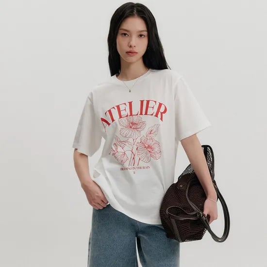 롯데온)룩캐스트 하퍼 플라워 프린트 티셔츠 15,820원 유배