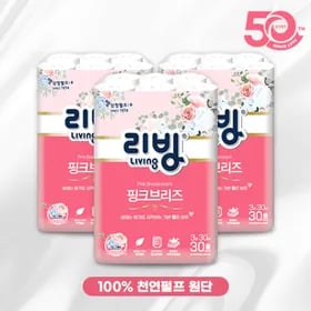 홈앤쇼핑) 섬정펄프 리빙 핑크브리즈 천연펄프 화장지 30m 30롤 3팩 28,980원