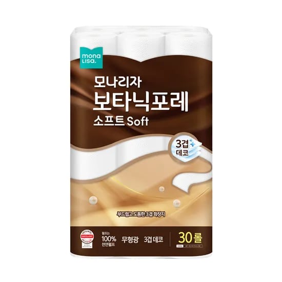 토스) 천연펄프 3겹 화장지 30M 30롤 12,900원 무배