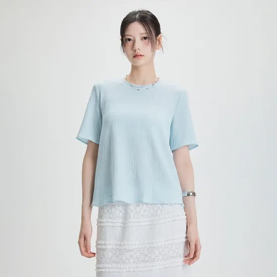 롯데온) [90~100] 미쏘 에센셜 반팔 티블라우스 17,220원