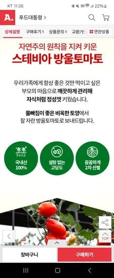 옥션)스테비아 대추 방울토마토 2kg(500g*4팩) 12,750원