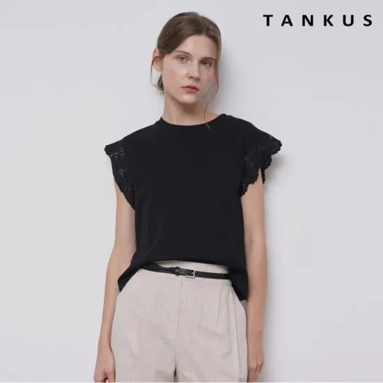 GS)레이스 소매 반팔 티셔츠		9,930원 무배