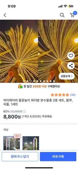 쿠팡) 분수물총 2개 8,800원
