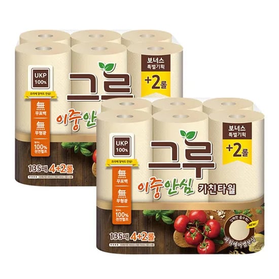 11번가) 그루 무표백 키친타올 6롤x2팩(1620매) 10990원 무배