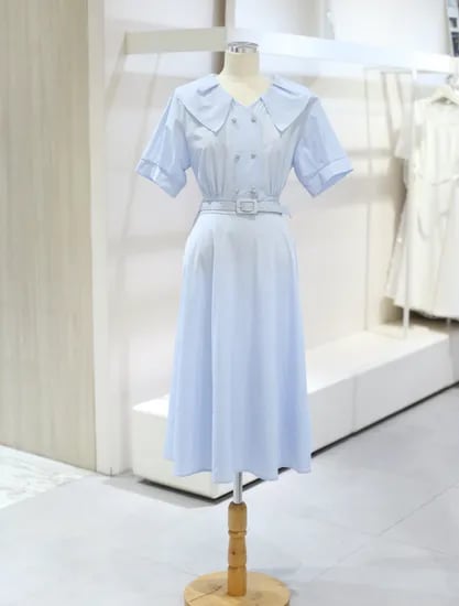 네이버) jj지고트  세라넥 더블버튼 포인트 롱 원피스 54,000원