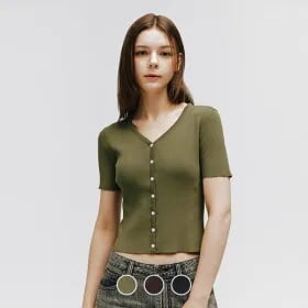 롯데몰) 지오다노 여 브이넥 반팔 가디건 15,200원
