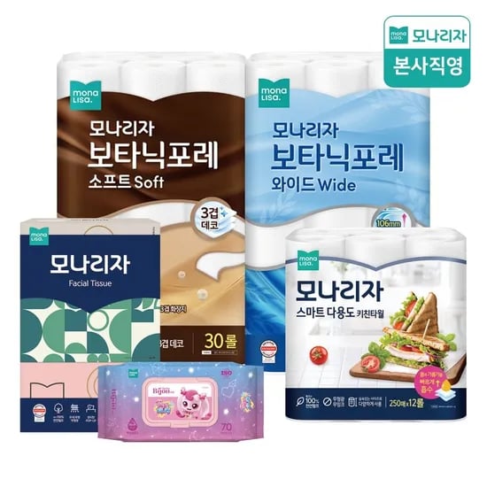 롯데온) 모나리자 광폭 보타닉포레 와이드 30M 총 60롤 25,900원