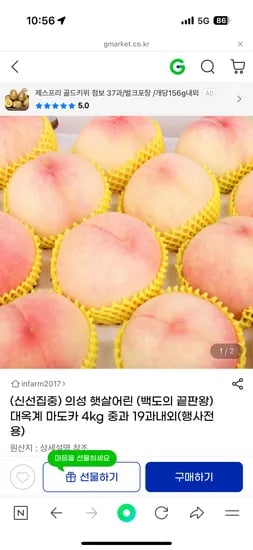 지마켓)대옥계마도카 백도 4KG 중과 쿠폰가 22840원 무배