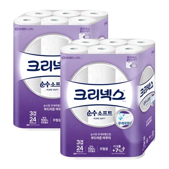 토스) 크리넥스 순수25m48롤(21,900원),순수28m48롤(23,900원) 핫딜