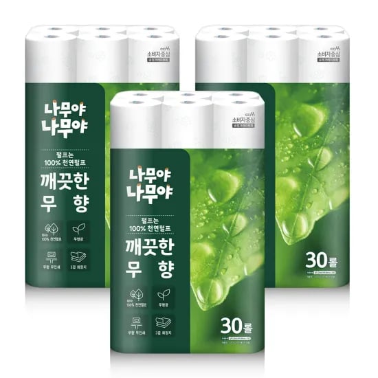 알리)미래생활 나무야나무야 깨끗한무향 25M 30롤 3팩 26,755원