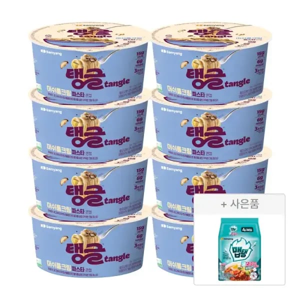 삼양 큰컵 탱글 단백질파스타 머쉬룸크림 8입 맵탱 비빔면 4입