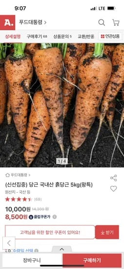 국내산 흙당근 5kg