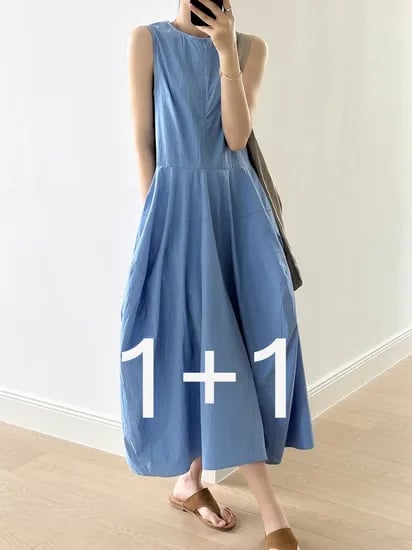 여성용 바스락 롱나시원피스 1+1