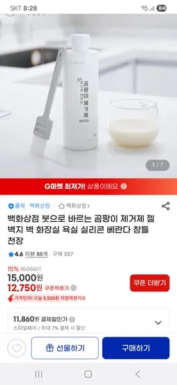 붓으로 바르는 곰팡이 제거제