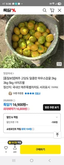 제주 고당도 달콤한 하우스감귤 2kg