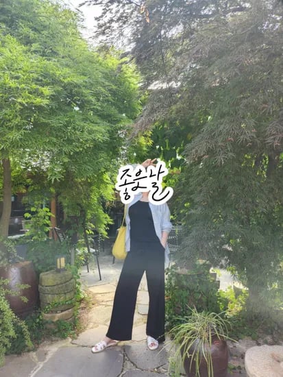 여성 쿨 밴딩 세미 와이드핏 슬랙스