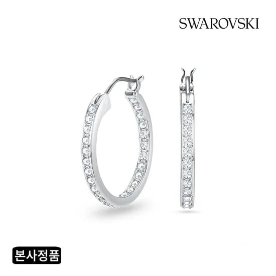 스와로브스키 Sommerset 로듐 후프 귀걸이