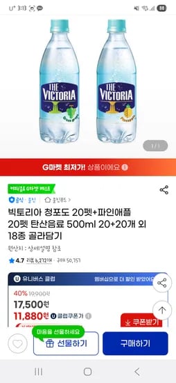 빅토리아 탄산수 40개