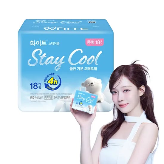 토스 화이트 스테이쿨 패드 중형 생리대 18개입 6팩 + 증정 26개입 17,000원