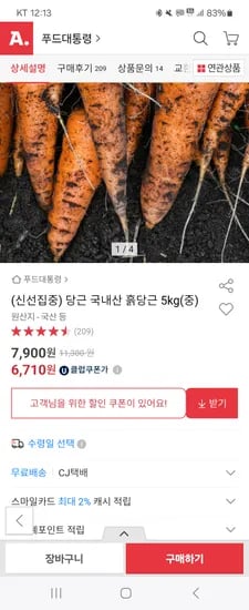 흙 당근 5kg 중사이즈