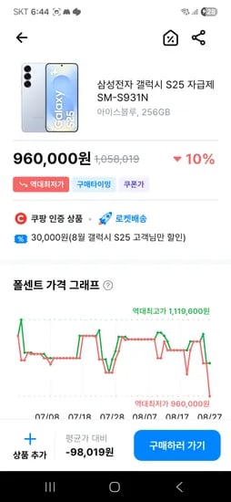 갤럭시 25 960,000