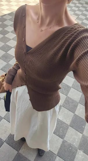 에잇세컨즈 쉬어골지브이넥 가디건