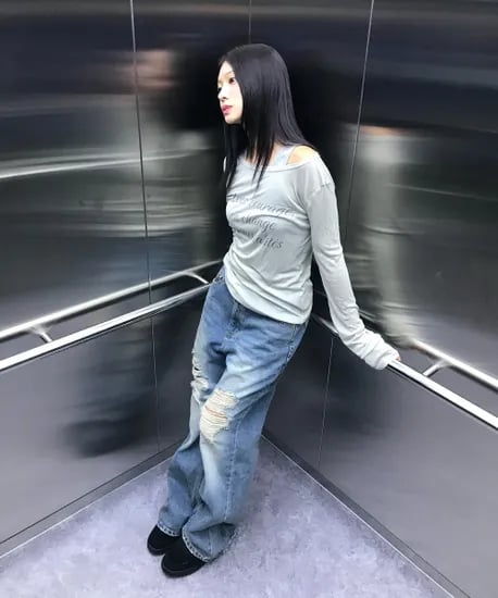 미쏘 시스루 레터링 티셔츠