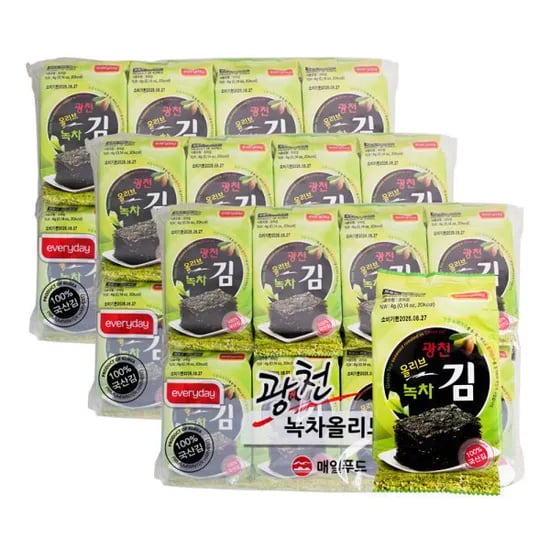 올리브 녹차 광천 도시락 김 4gX48팩