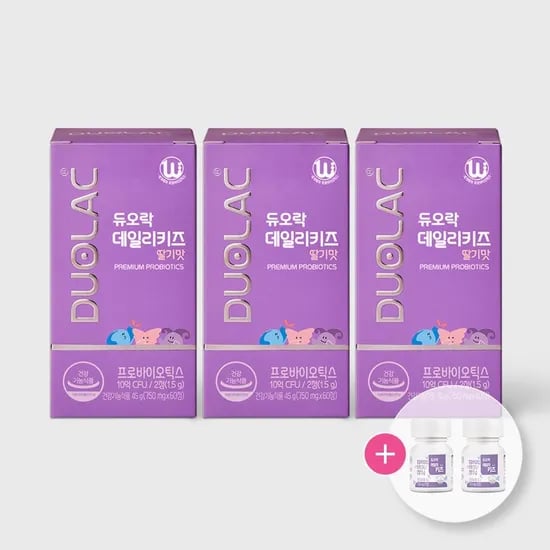 듀오락 데일리키즈 유산균 딸기맛 180정 요구르트맛 10일